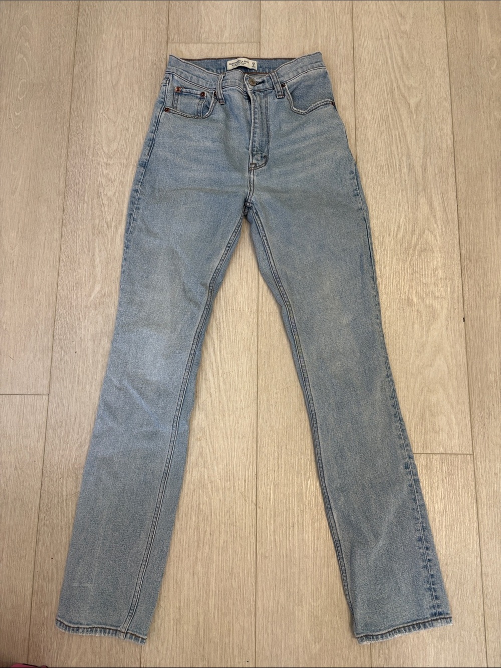 Abercrombie & Fitch The 90’s Slim Straight Ultra High Rise Blue Jeans Sz 25 / 0